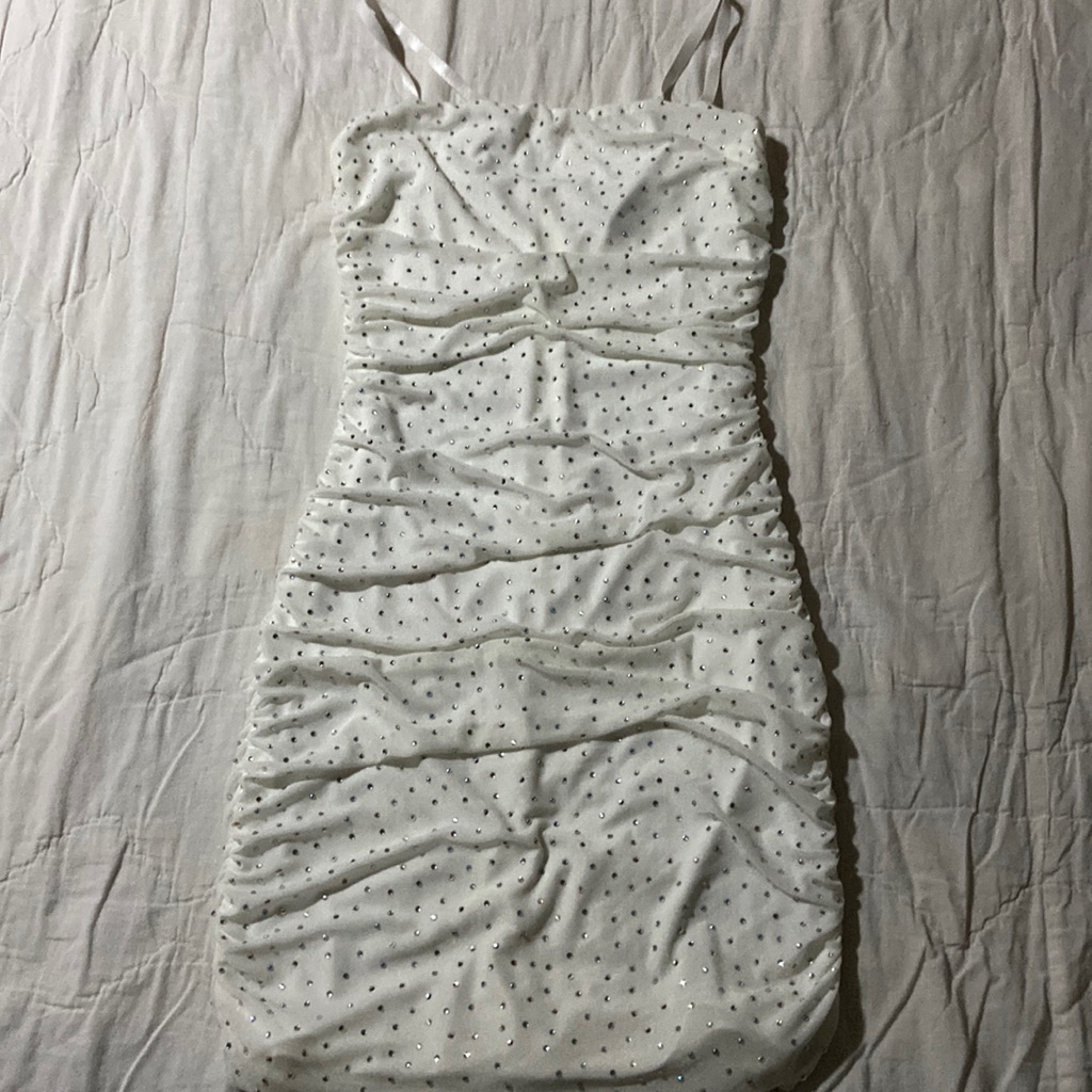 White Homecoming Dress With Diamonds